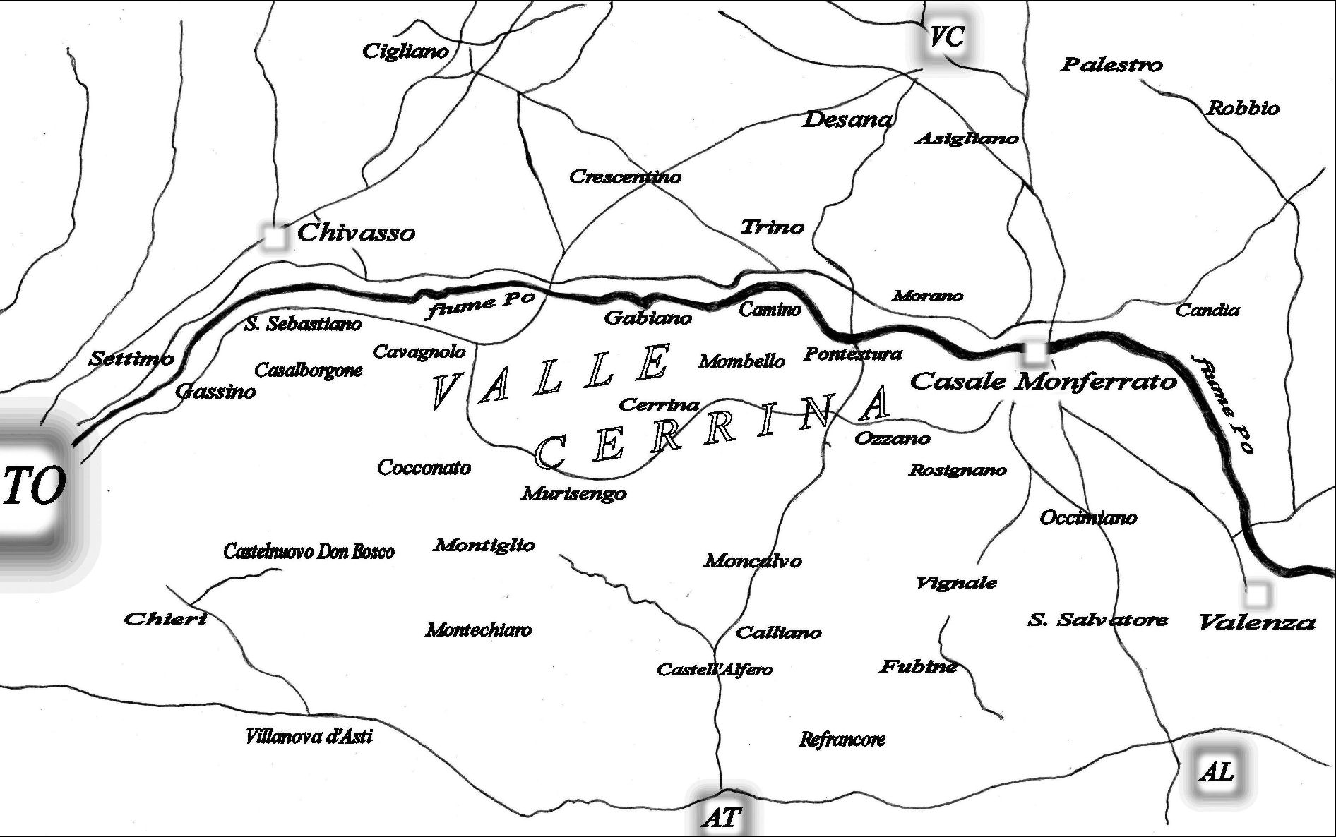cartina della Valcerrina